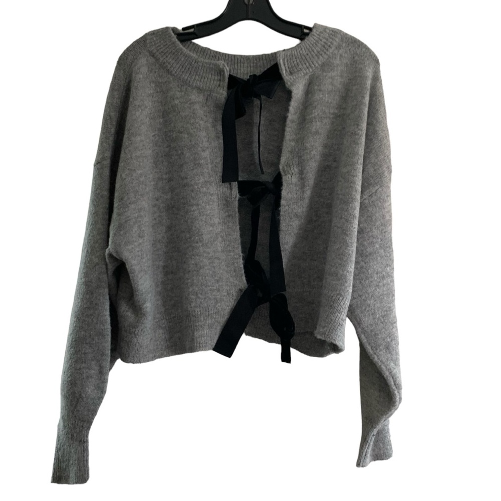Molly Bracken Sweater Ties on back with Bows size M/L Coquette Girly Casual